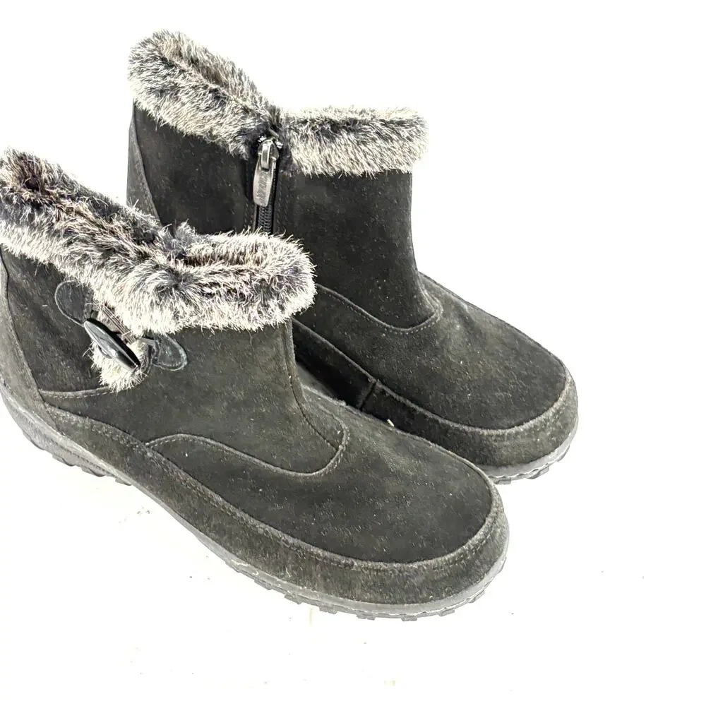 Khombu Gracie Ankle Boots 7 Black NWT Suede Waterproof Fur Booties